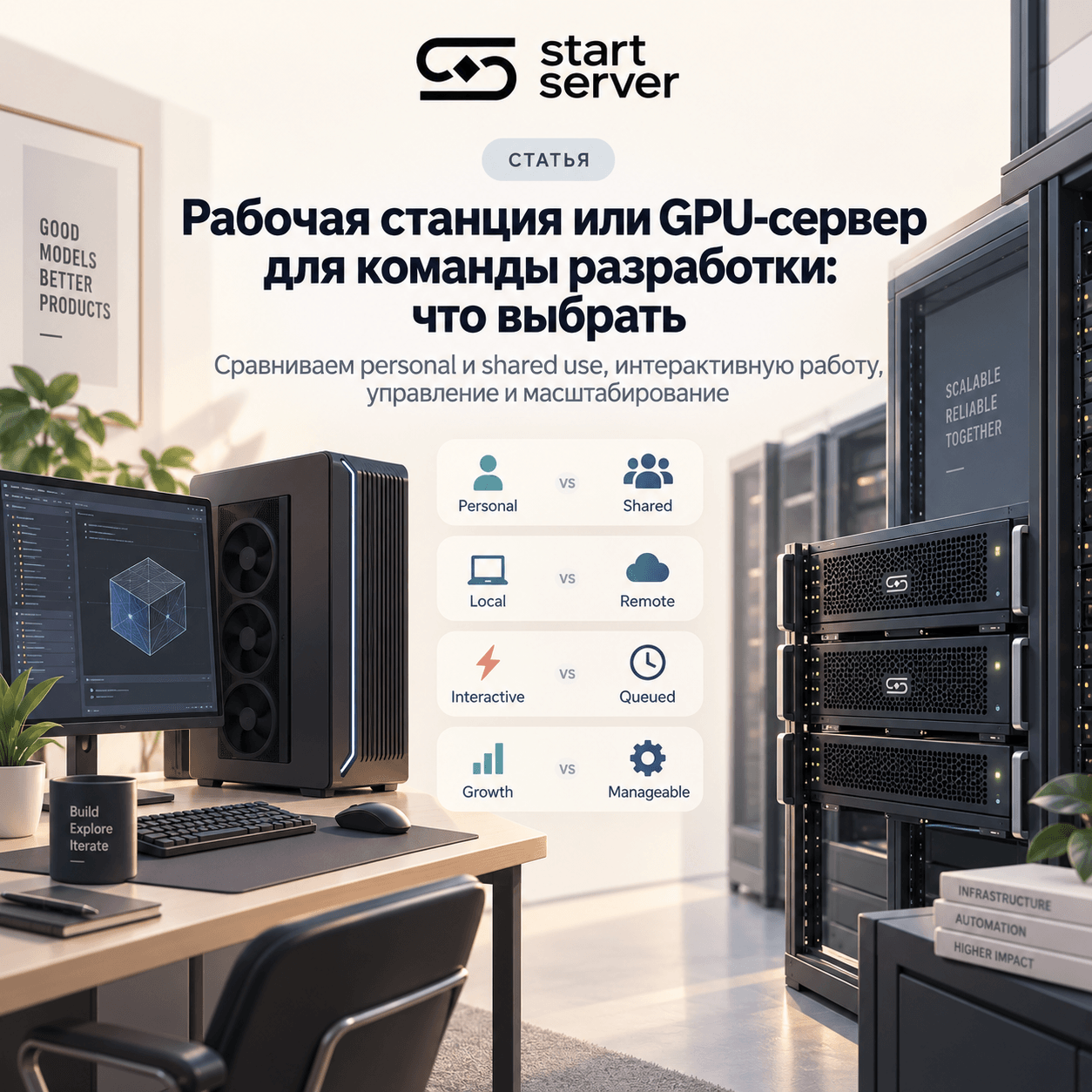 Рабочая станция или GPU-сервер для команды разработки: Что выбрать
