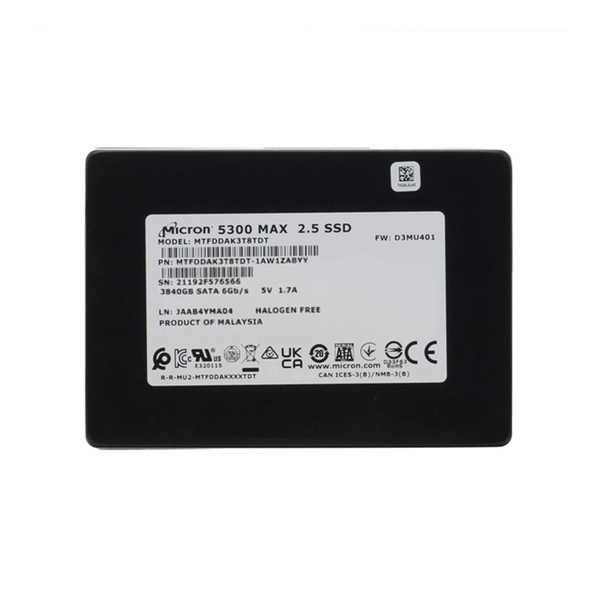 SSD-накопитель Micron 5300 MAX — 3.84TB, SATA 6Gb/s 2.5"