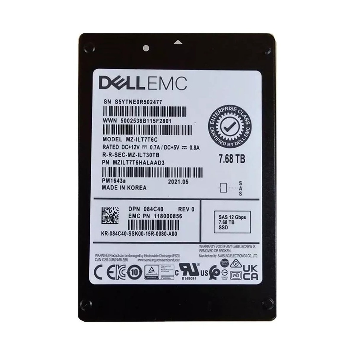 SSD-накопитель Samsung (Dell) PM1643a — 7.68TB, SAS 12Gb/s