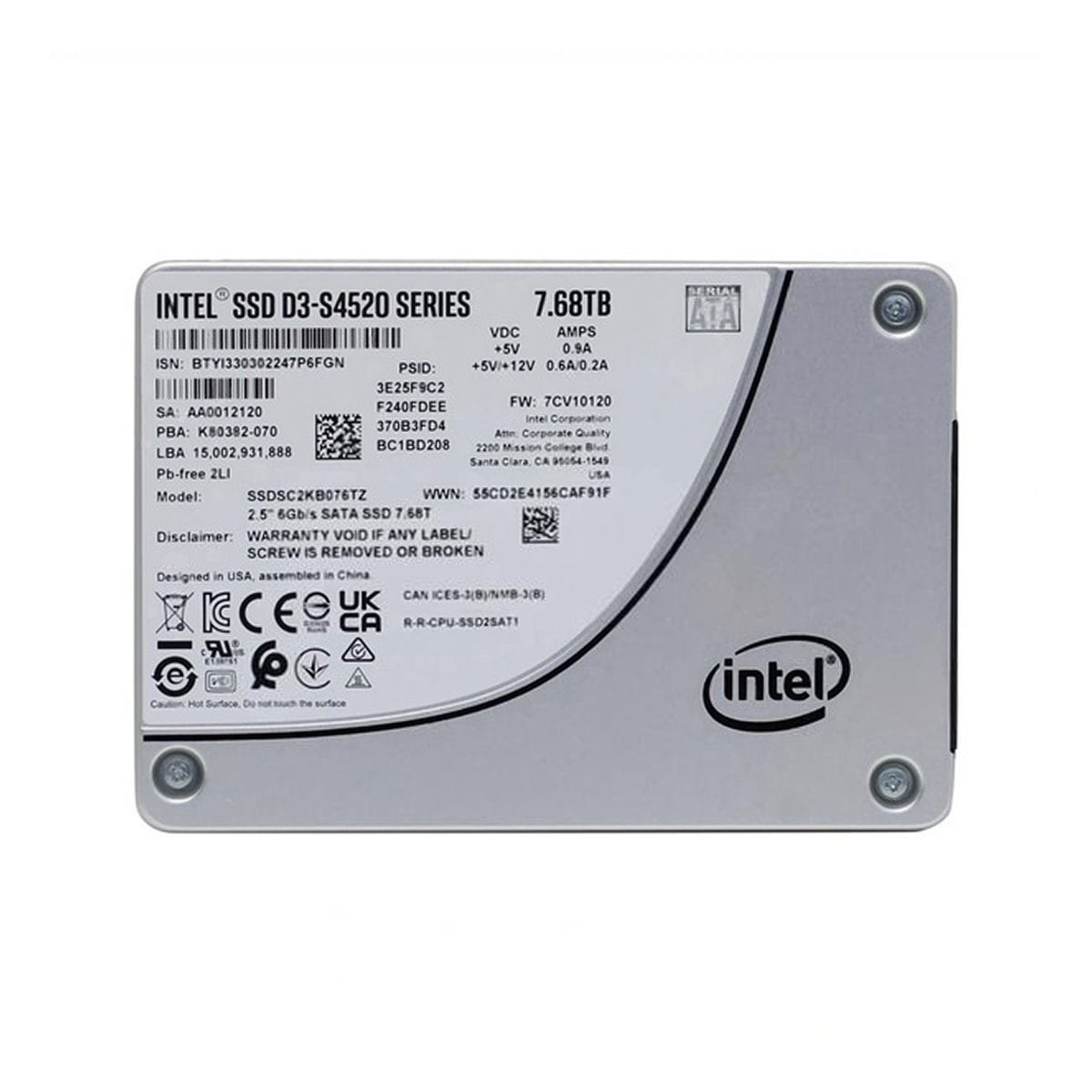 SSD-накопитель Intel D3-S4520 — 7.68TB, SATA 6Gb/s 2.5"